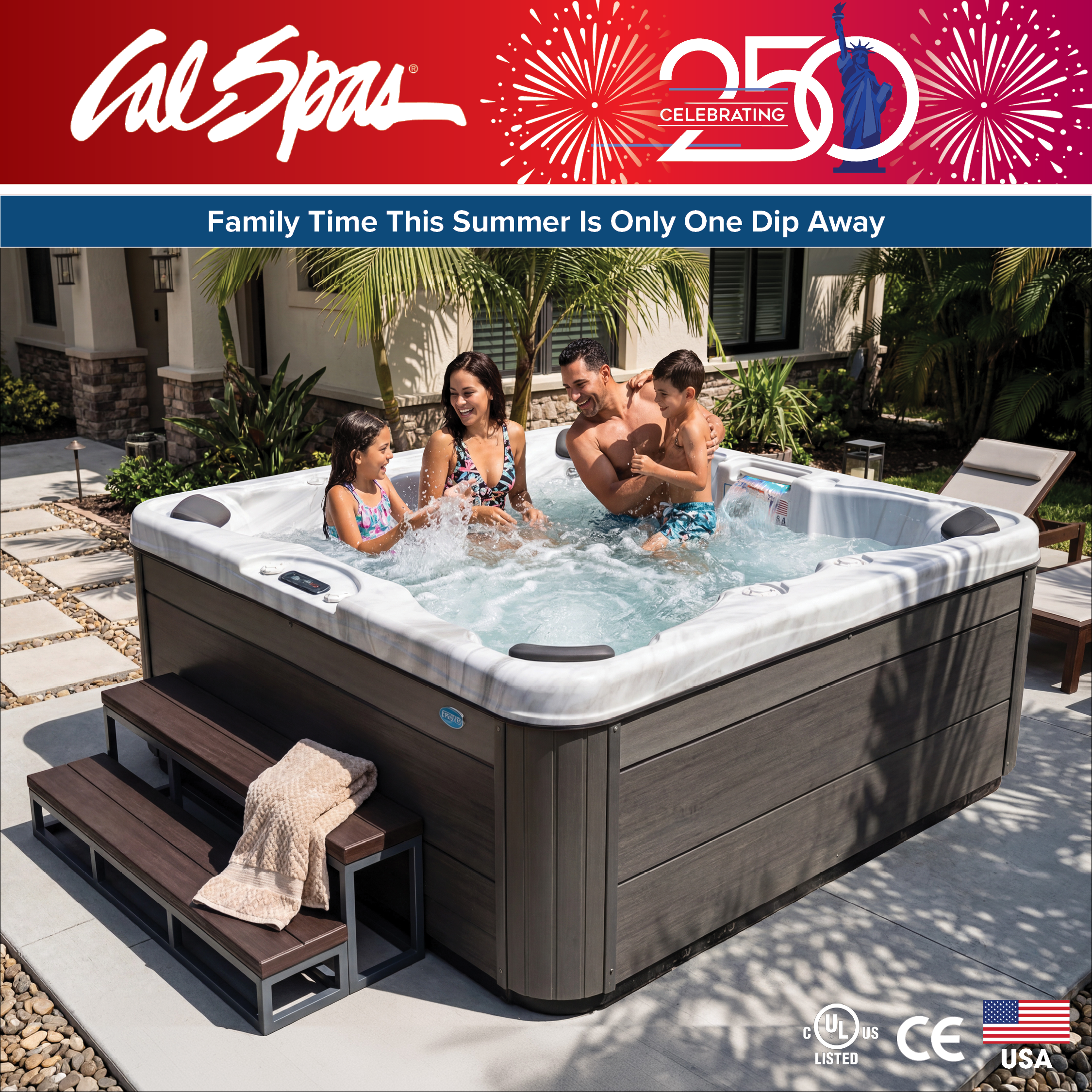 Calspas hot tub being used in a family setting - Rowlett